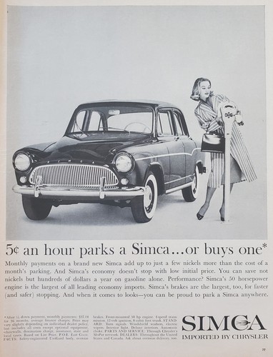 1960 simca economy car woman - car,